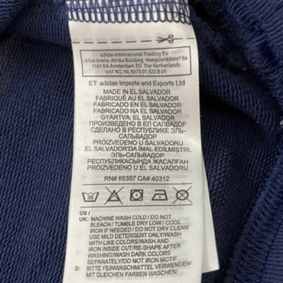 Adidas Originals 3 Stripe Crop Hoodie Sweatshirt Mineral Blue Long Sleeve M - Picture 9 of 11